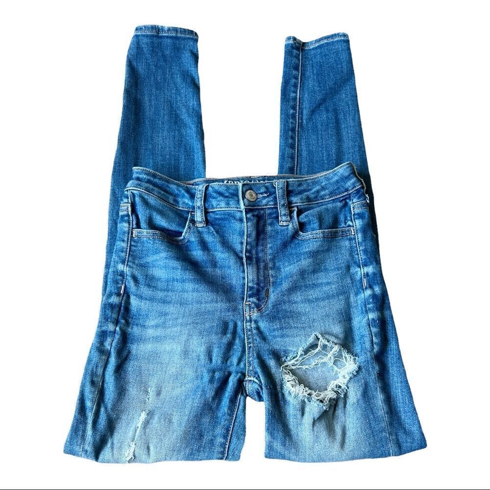 American Eagle Super‎ Super Stretch X Ripped Super Hi-Rise Jegging Jeans Size 0